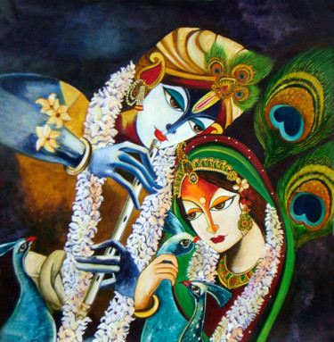 Painting titled "Immortal Love" by Mrs Neeraj- India, Original Artwork, Acrylic