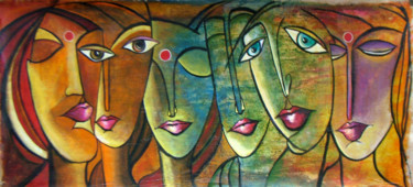 Painting titled "Feelings and Emotio…" by Mrs Neeraj- India, Original Artwork, Acrylic