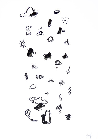 Tekening getiteld "Point commun" door Nef, Origineel Kunstwerk, Inkt
