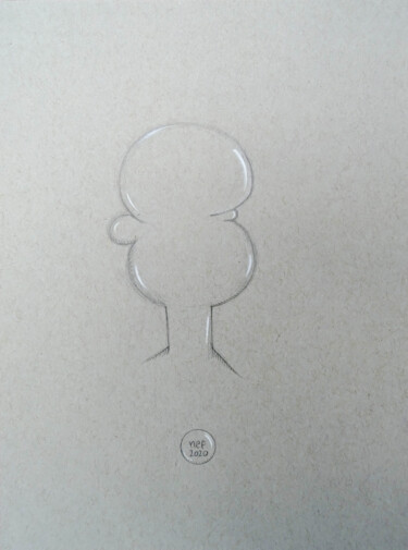Dessin intitulée "Bubble face III" par Nef, Œuvre d'art originale, Crayon