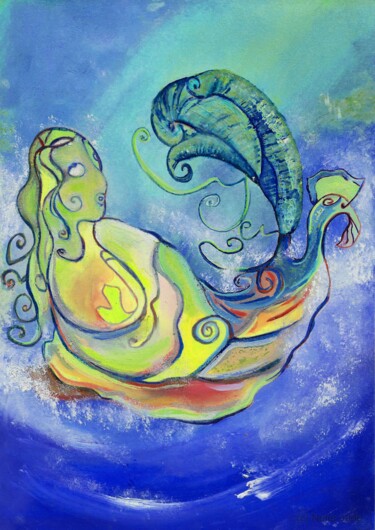 Malerei mit dem Titel "La Vénus de l'eau" von Nefer Jade, Original-Kunstwerk, Acryl
