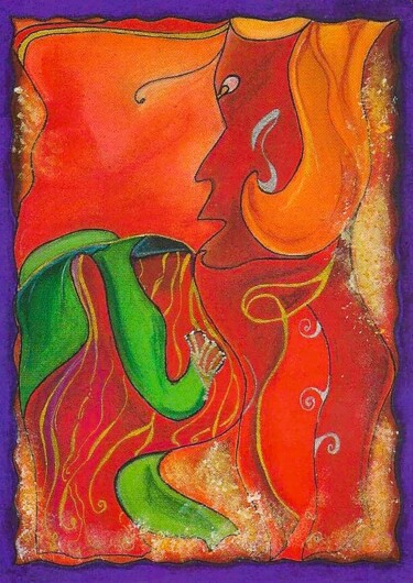 Painting titled "Le folklore" by Nefer Jade, Original Artwork, Acrylic