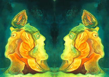 Peinture intitulée "Lueurs océanes 2" par Nefer Jade, Œuvre d'art originale, Peinture numérique