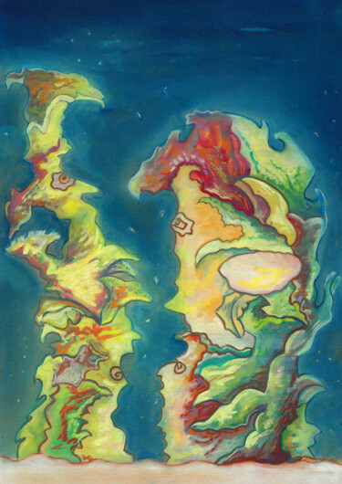 Peinture intitulée "La forêt flottante" par Nefer Jade, Œuvre d'art originale, Peinture numérique