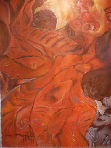 Painting titled "paint in red" by Martine Dupieux, Original Artwork