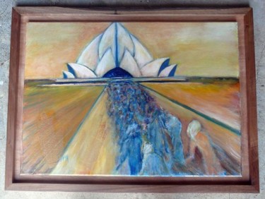 Painting titled "lotus temple" by Martine Dupieux, Original Artwork