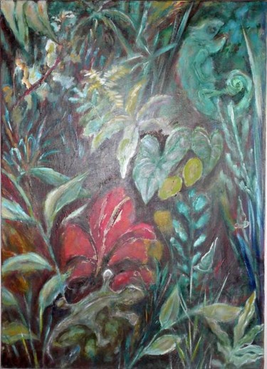 Painting titled "jungle party" by Martine Dupieux, Original Artwork