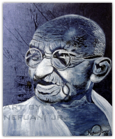 Pintura titulada "Gandhi Creative Por…" por Nefwani Junior, Obra de arte original, Oleo