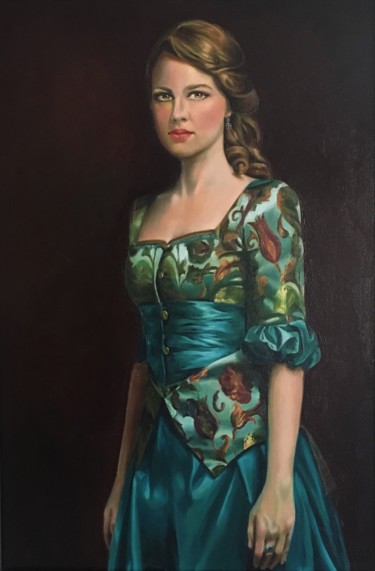 Painting titled "Woman and History" by Negin Tayebi, Original Artwork, Oil