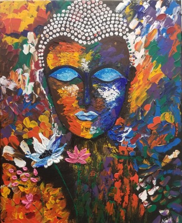 'The Serenity' Abstract Buddha Painting Painting titled "'The Serenity' Abst…" by Neha Dubey, Original Art, Acrylic
