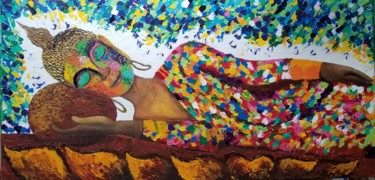 "The Serenity 2" sleeping buddha painting Painting titled ""The Serenity 2" sl…" by Neha Dubey, Original Art, Acrylic Mounted on Stretcher frame
