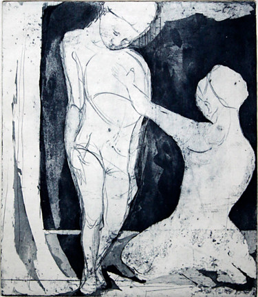 Estampas & grabados titulada "Escultora" por Néia Ferreira Martins, Obra de arte original, Aguafuerte