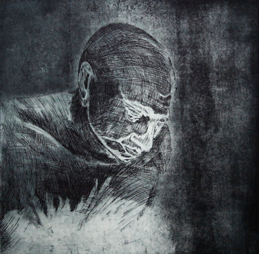 Printmaking titled "The ghost father" by Néia Ferreira Martins, Original Artwork, Etching
