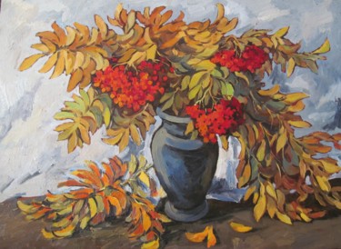 Painting titled "Рябина" by Aleksei Skvortsov, Original Artwork, Oil