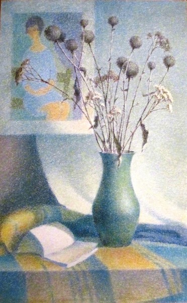 Painting titled "Зеленая пастель" by Aleksei Skvortsov, Original Artwork, Pastel