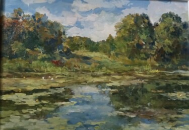 Картина под названием "Лесная река" - Алексей Скворцов, Подлинное произведение искусства, Масло