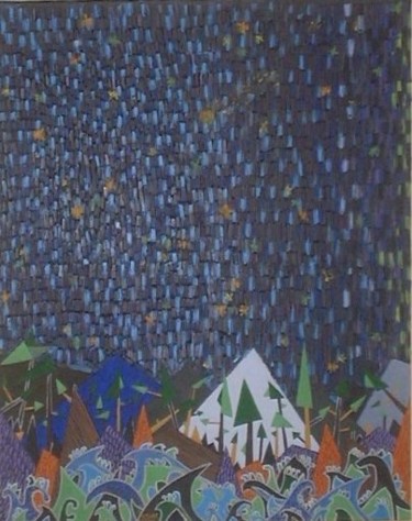 Painting titled "DARK NIGHT" by Neil Martin, Original Artwork, Oil