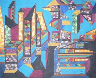 Peinture intitulée "TOWERS (2)" par Neil Martin, Œuvre d'art originale, Huile