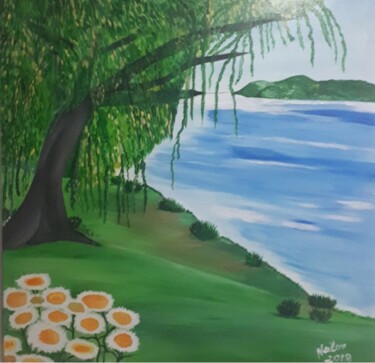 Painting titled "Lago Amazonônico" by Neilon Batista, Original Artwork, Acrylic