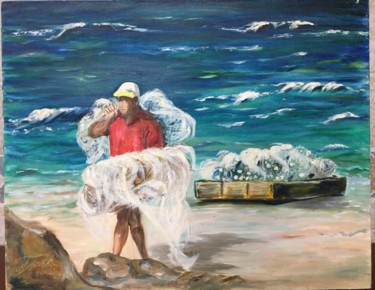 Pintura intitulada "Pescador II" por Neiva D Ávila, Obras de arte originais, Óleo