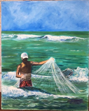 Pintura titulada "Pescador I" por Neiva D Ávila, Obra de arte original, Oleo