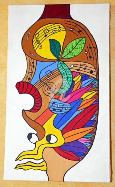 Pintura intitulada "Art singulier. Figu…" por Véronique Lestoquoy (neko92vl), Obras de arte originais, Acrílico