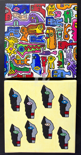 Peinture intitulée "Art singulier. Figu…" par Véronique Lestoquoy (neko92vl), Œuvre d'art originale, Acrylique Monté sur Pan…