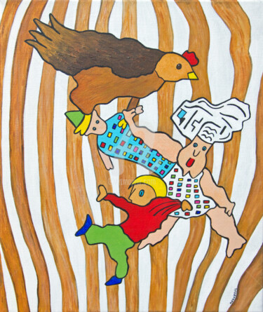 Peinture intitulée "Le cuisinier, le mi…" par Véronique Lestoquoy (neko92vl), Œuvre d'art originale, Acrylique