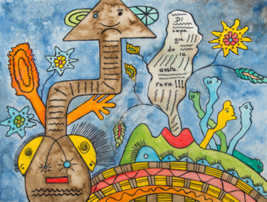 Рисунок под названием "Art singulier. Figu…" - Véronique Lestoquoy (neko92vl), Подлинное произведение искусства, Акрил