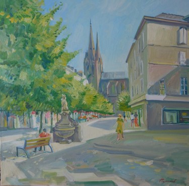 Painting titled "Cathédrale de Clerm…" by Sergei Nekolov, Original Artwork, Oil