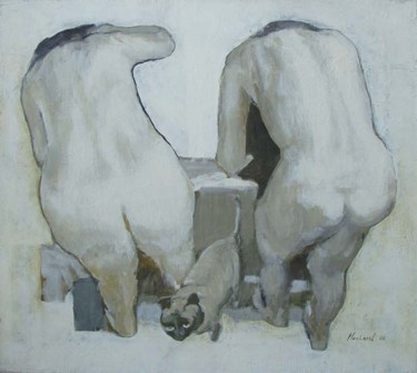 Картина под названием "Two figures and a c…" - Vladimir Nekrasov, Подлинное произведение искусства