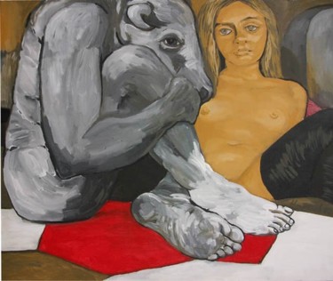 Картина под названием "rape of Europa" - Vladimir Nekrasov, Подлинное произведение искусства, Масло
