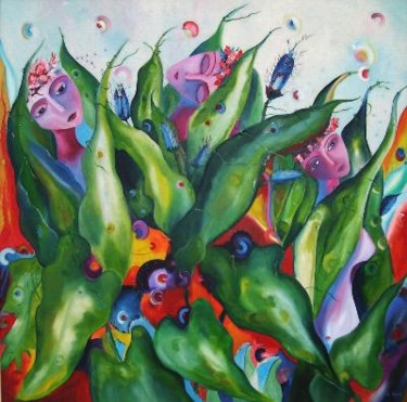 Painting titled "Ninfas Encantadas" by Nela Vicente, Original Artwork