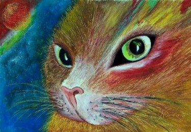 Pintura intitulada "Aqui há gato!" por Nela Vicente, Obras de arte originais
