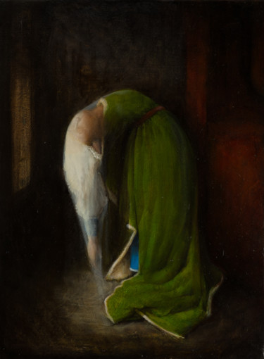 Картина под названием "Femme d’Arnolfini,…" - Nele Boudry, Подлинное произведение искусства, Масло