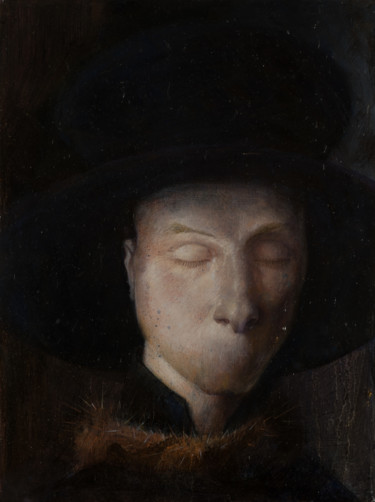 Картина под названием "Arnolfini, sommeil-…" - Nele Boudry, Подлинное произведение искусства, Масло