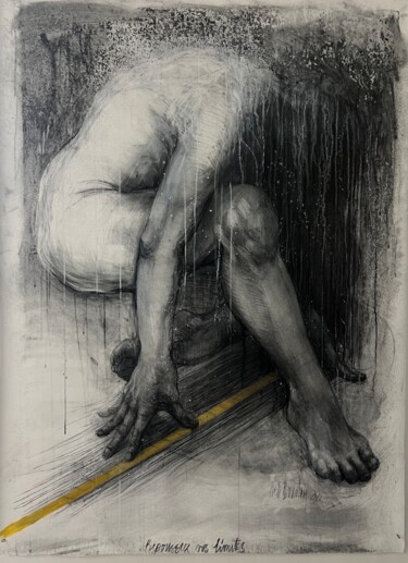 Desenho intitulada "Vos limites" por Nele Boudry, Obras de arte originais, Carvão
