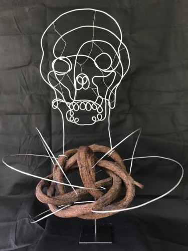 Sculpture titled "Skull" by Nèleh, Original Artwork, Metals