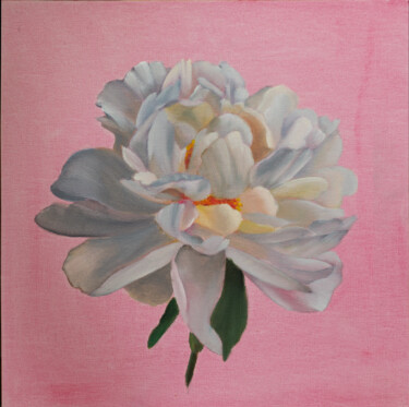 Peinture intitulée "White flower" par Nelia Hryhorenko, Œuvre d'art originale, Huile Monté sur Carton
