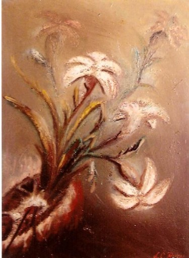 Painting titled "Lilies" by Cornelia Rusu Labosan, Original Artwork, Oil