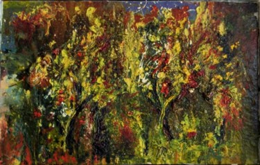 Painting titled "Blooming acacias un…" by Cornelia Rusu Labosan, Original Artwork, Oil