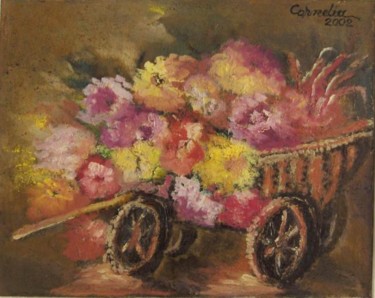 Painting titled "Flowers" by Cornelia Rusu Labosan, Original Artwork, Oil