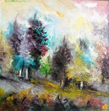 Painting titled "Forest sunset" by Cornelia Rusu Labosan, Original Artwork, Oil