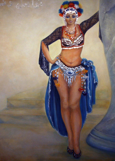 Painting titled "Tribal dancer" by Nelie Meininger, Original Artwork, Oil