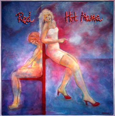 Schilderij getiteld "Red Hot Mamma" door Nelie Meininger, Origineel Kunstwerk, Olie