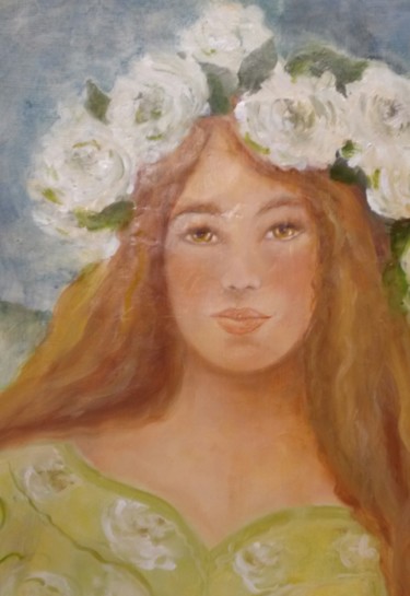 Painting titled "woman portret-fresco" by Nelie Meininger, Original Artwork, Acrylic