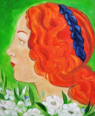 Painting titled "Redhead" by Nelie Meininger, Original Artwork, Oil