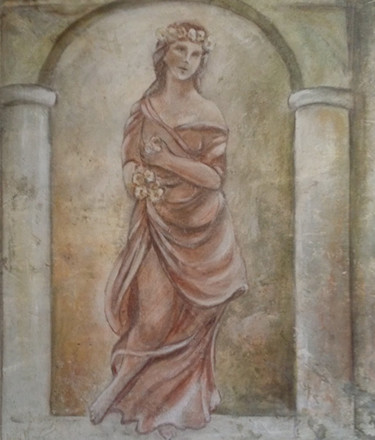 Pittura intitolato "fresco lady in toog" da Nelie Meininger, Opera d'arte originale, pigmenti