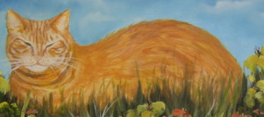 Peinture intitulée "Lazy Red cat" par Nelie Meininger, Œuvre d'art originale, Huile