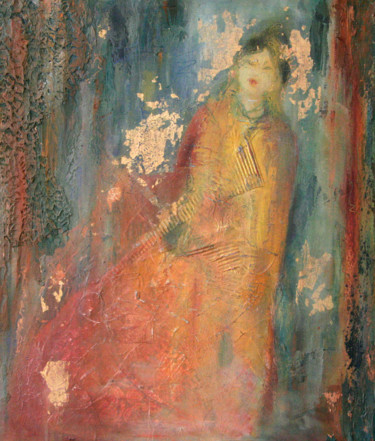 Malerei mit dem Titel "geisha abstract in…" von Nelie Meininger, Original-Kunstwerk, Öl